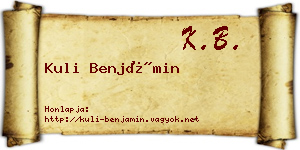 Kuli Benjámin névjegykártya