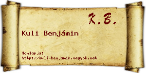 Kuli Benjámin névjegykártya
